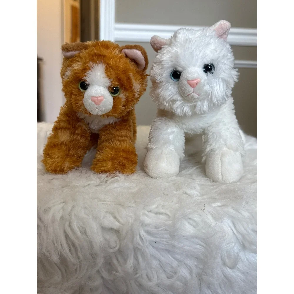 Aurora World Plush Kitten Set White Blue Eyes Ginger Orange Tabby Cat 6 Inch